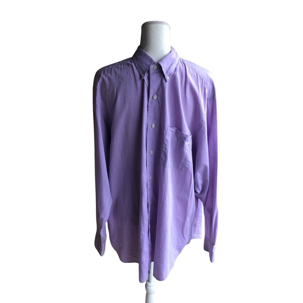 Ralph Lauren Button Down Long Sleeve Shirt Mens Purple Large Preppy 100% Cotton